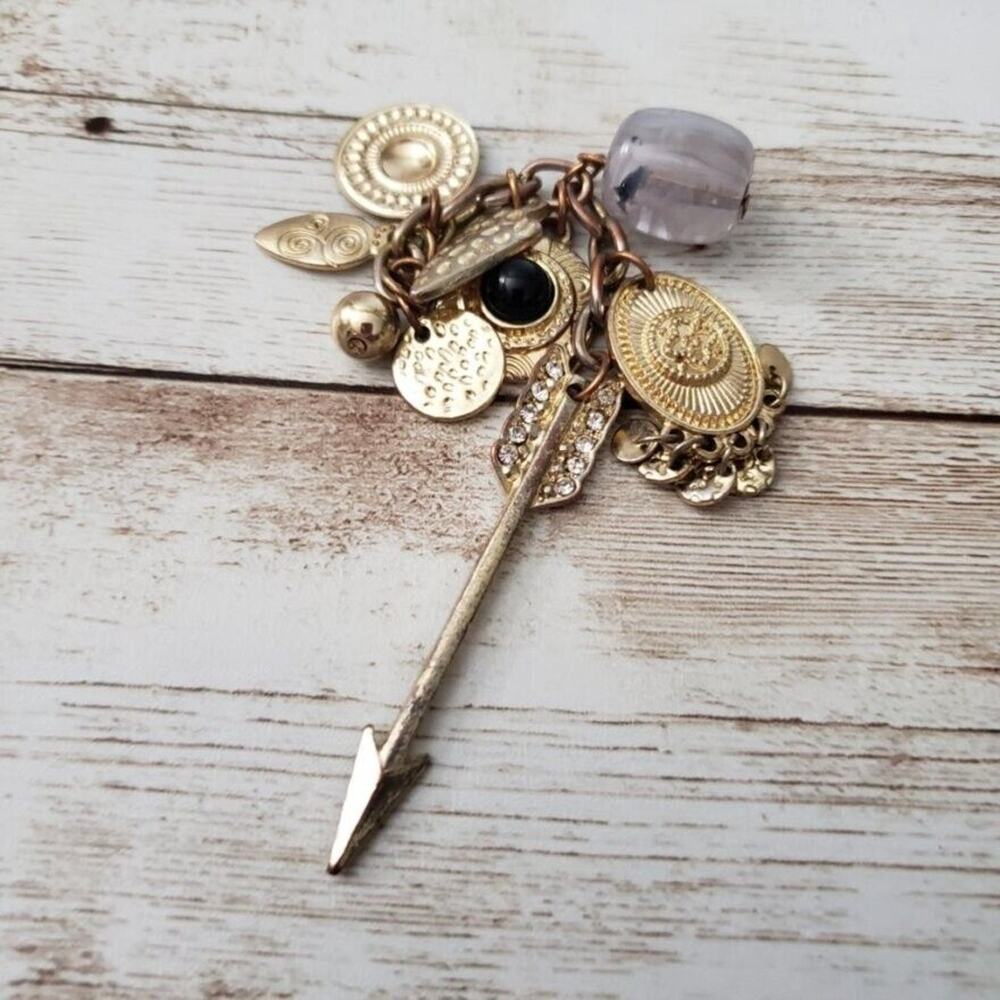 Vintage Pendant Gold Tone Charms with Arrow (Pendant Only - No Chain Included)